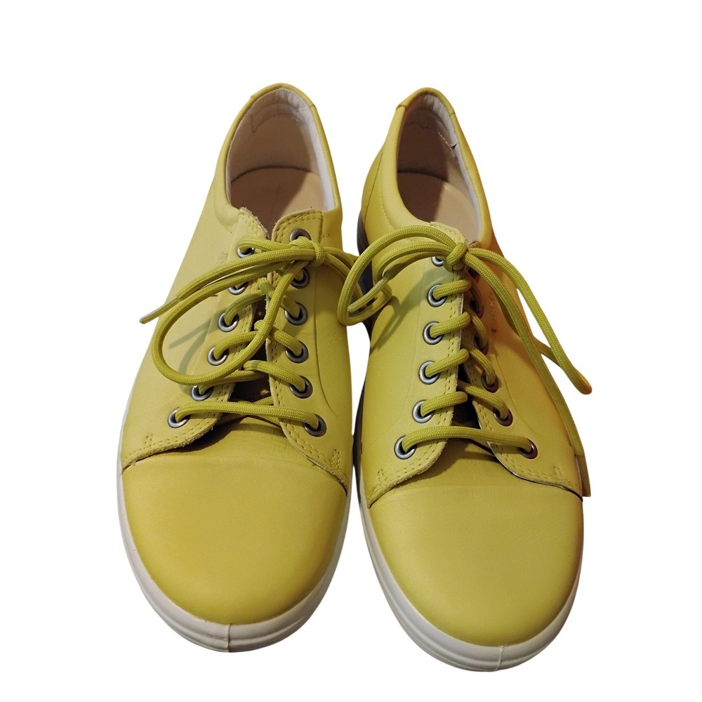 Ecco Sko Neon Yellow Leather Casual Shoes Size 9